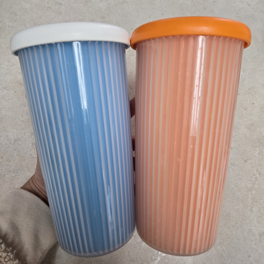 Blue and Orange Striped Tumblers